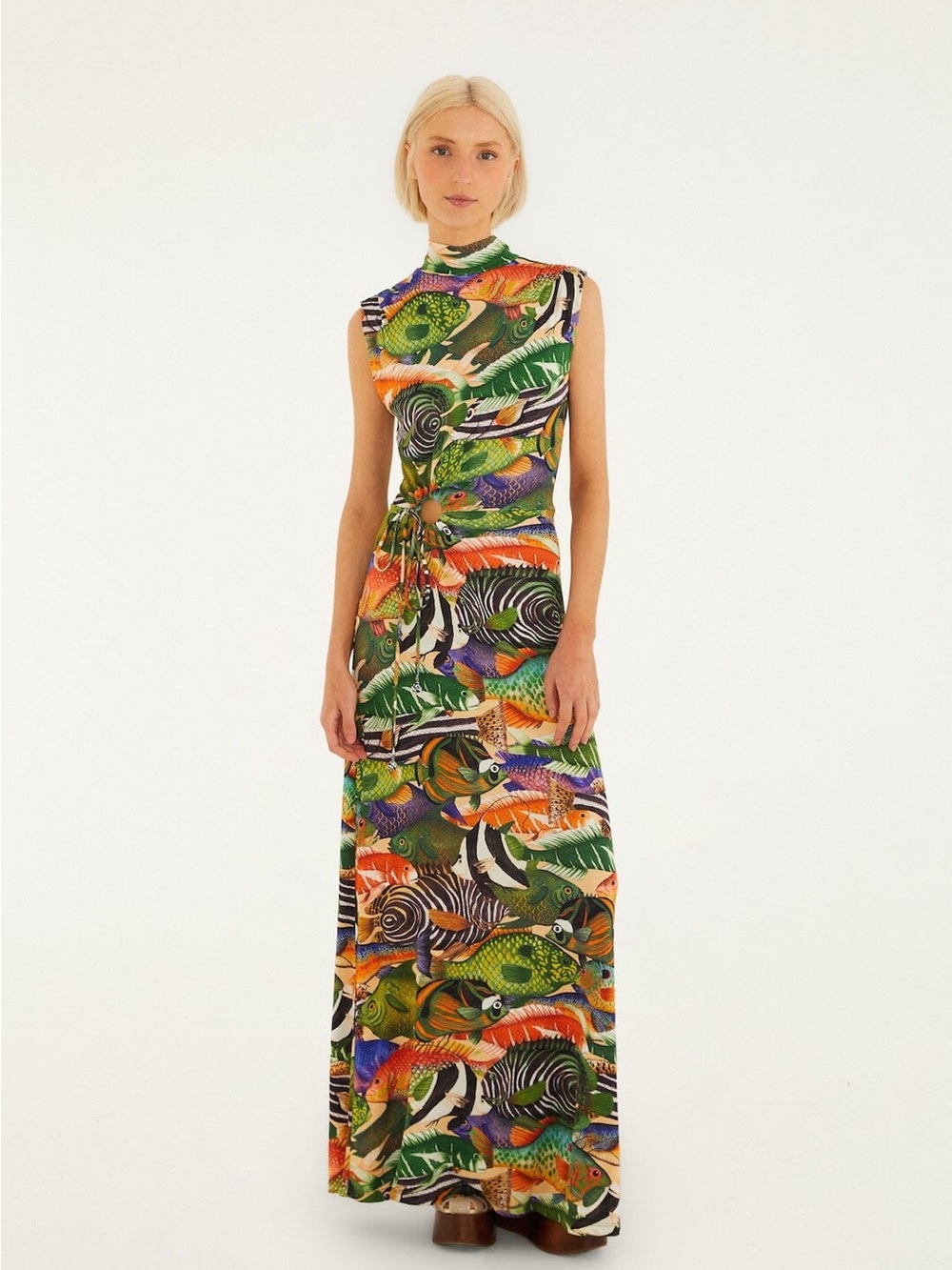 FARM RIO Multicolor Fish Sea Sleeveless Maxi Dress
